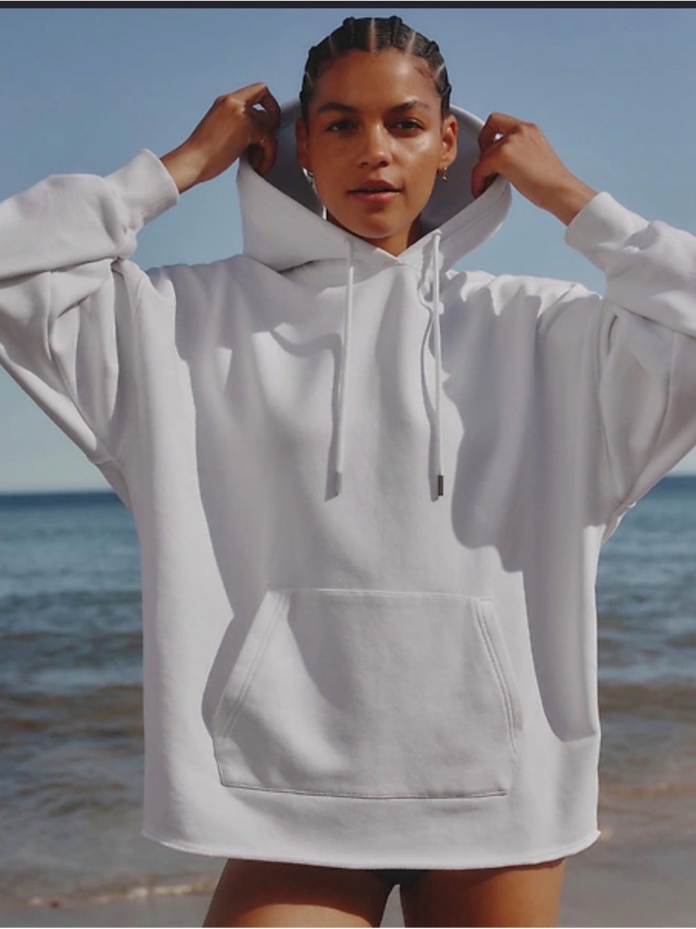 Athleta White Oversized Pullover Hoodie